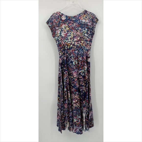 Komarov midi floral dress Charmeuse blue shift a-line modern lace X-Large XL - Picture 3 of 4